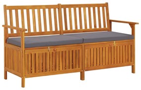 vidaXL Banco de arrumação c/ almofadão 148 cm madeira de acácia maciça