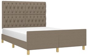 Cama sem colchão 140x190 cm tecido castanho-acinzentado