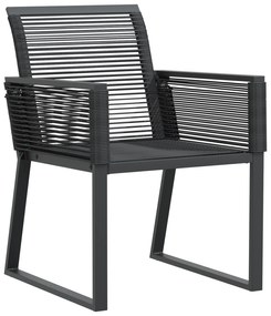 Conjunto de Jantar de 7 Peças em Aço Preto e Rattan Sintético