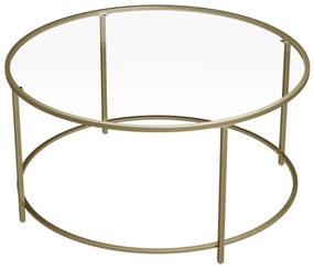 Mesa de centro redonda com superfície de vidro 84 x 84 x 45,5 cm dourada