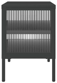 Armário de TV 105x35x50 cm vidro e aço preto