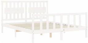 Estrutura de cama King Size com cabeceira madeira maciça branco