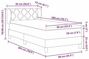 Cama Box com Colchão vidaXL Marrom Escuro 90x200 cm Tecido
