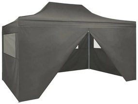 vidaXL Tenda dobrável profissional festas 4 paredes 3x4m aço antracite