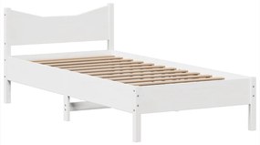 Cama sem colchão 75x190 cm madeira de pinho maciça branco