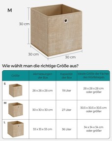 Conjunto de 6 caixas de arrumação 30 x 30 x 30 cm bege areia