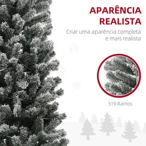 Árvore de Natal 225 cm Árvore de Natal Artificial com 220 Luzes LED de Duas Cores 519 Ramos e Suporte de Aço  Verde