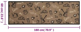 Tapete cozinha lavável 60x180 cm veludo padrão morning castanho