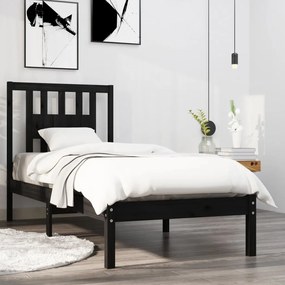 Estrutura de cama pequena solteiro 75x190 cm madeira preto