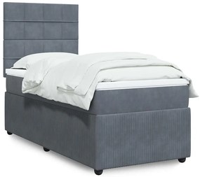 Cama com molas/colchão 80x200 cm veludo cinza-escuro