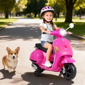 Mota elétrica para crianças de 12 V com 4 rodas, música, luzes LED, rodas de treino, motor duplo de 30 W e design retro-chique para crianças dos 3 aos