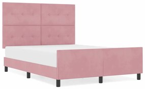 Cama de Veludo Rosa vidaXL 140x190 cm