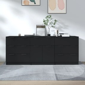 3 pcs aparadores derivados de madeira preto