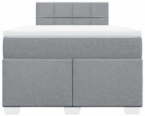 Cama boxspring com colchão 120x190 cm tecido cinzento-claro