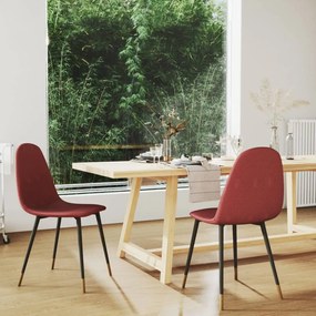 vidaXL Cadeiras de jantar 2 pcs tecido vermelho tinto