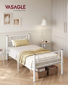 Estrutura de cama de solteiro em metal 198 x 91,8 x 86,4 cm branco