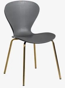 Pack De 2 Cadeiras De Jantar Empilháveis Uit Dourado & Polipropileno Cinzento Escuro - Sklum
