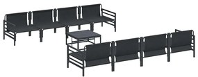 Conjunto de Sofá de Jardim com almofada 9 pcs Cinzento-escuro
