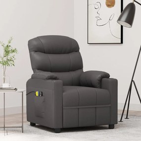 vidaXL Poltrona de massagens elevatória couro artificial cinzento