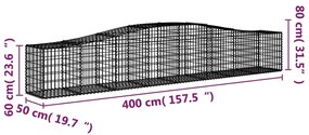 Cestos gabião arqueados 9 pcs 400x50x60/80 cm ferro galvanizado
