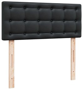 Estrutura de cama otomana com colchão preto Couro falso
