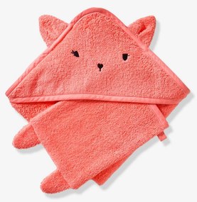 Capa de banho + luva, em algodão bio rosa