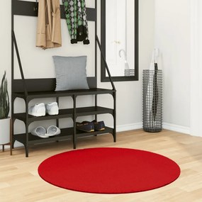 vidaXL Tapete de pelo curto OVIEDO Ø 100 cm vermelho
