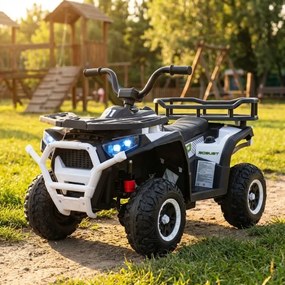 Moto 4 eletrica 12V 4x4 para crianças ATV Robust 01, Rodas de espuma EVA Branca