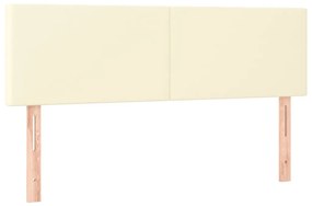 Cabeceira de cama c/ LED 144x5x78/88 cm couro artificial creme
