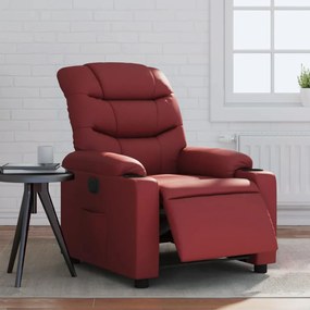 vidaXL Poltrona reclinável elétrica couro artificial vermelho tinto