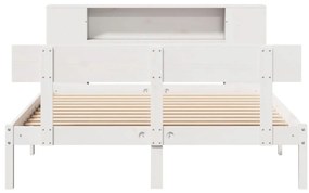 Cama com estante sem colchão 120x200 cm pinho maciço branco