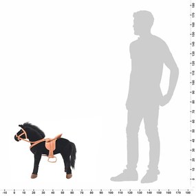 Cavalo de peluche de montar preto