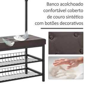 Conjunto Dalila - Sapateira, Banco Acolchoado e Cabide - Design Indust