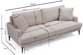 Sofá de 2 Lugares Papira – Bege – 175x90x88 cm