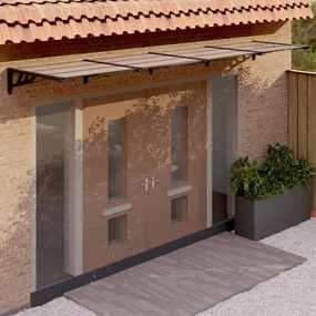 153703 vidaXL Toldo de porta 396x90 cm policarbonato preto