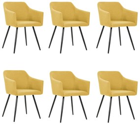vidaXL Cadeiras de jantar 6 pcs tecido amarelo