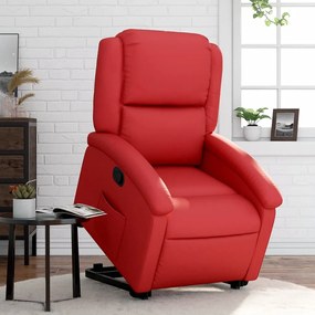 vidaXL Poltrona reclinável elevatória couro artificial vermelho