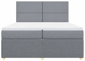 Cama com molas/colchão 200x200 cm tecido cinza-claro