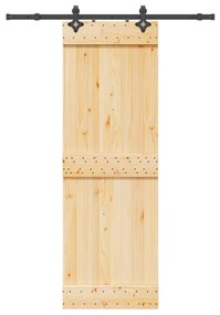 vidaXL Porta de correr com ferragens 70x210 cm madeira de pinho maciça