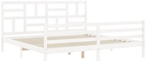Estrutura de cama com cabeceira 200x200cm madeira maciça branco