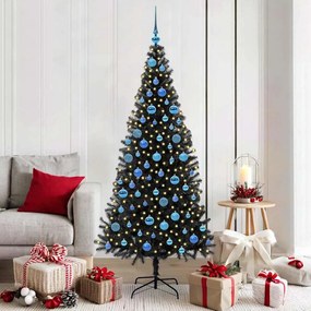 vidaXL Árvore de Natal com 300 LEDs com suporte Preto 180 cm PVC