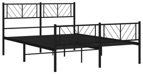 Estrutura de cama com cabeceira e pés 160x200 cm metal preto