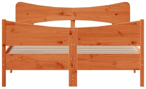 Cama sem colchão 140x200 cm madeira pinho maciça castanho-mel