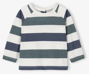 camisola às riscas de manga comprida, para bebé  azul-acinzentado