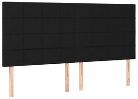 Cabeceira de cama c/ luzes LED tecido 160x5x118/128 cm preto