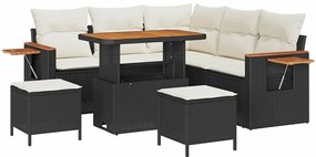 Conjunto de Sofá de Jardim vidaXL de 8 Peças com Almofadas Preto Ratta
