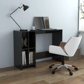 vidaXL Secretária 102,5x35x75 cm derivados de madeira preto brilhante
