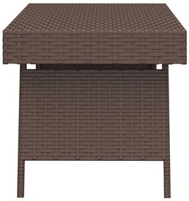 Mesa de apoio dobrável 60x40x38 cm vime PE castanho