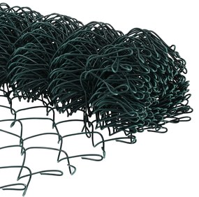 Cerca de Corrente com 7 Postes 1,2x10 m Aço Galvanizado Verde