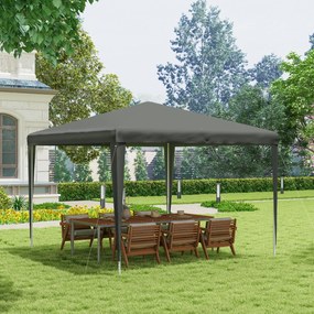 Tenda Desmontável de Jardim 3x3 m Tenda para Exteriores com 4 Orifícios de Drenagem e Tubos de Aço Cinzento